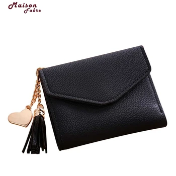 

Tassel Pendant Design Small Clutch Wallets For Women, Coin Purses Card Holders Invoice Pocket PU Leather Female O1001#25