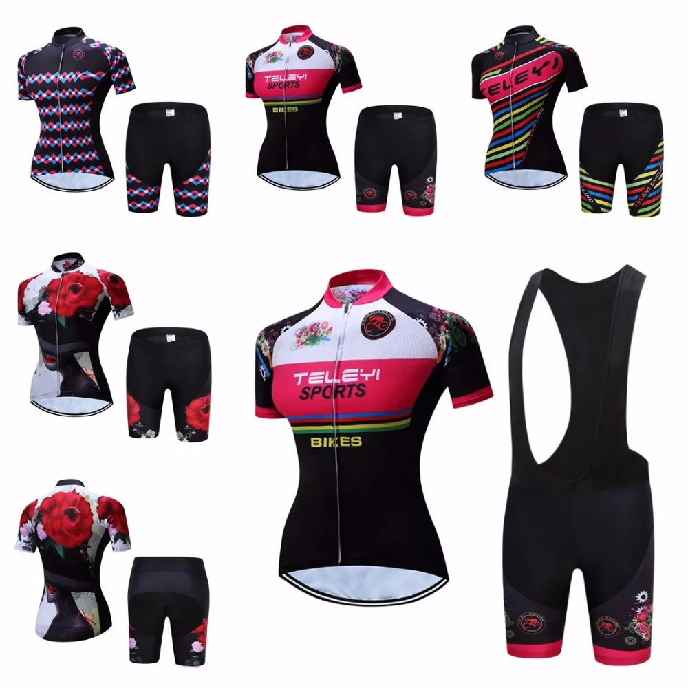 

Cycling Set 2019 women Bike Jersey Bib Shorts Suits summer road Bike suits MTB Bicycle Top bottom Maillot Ropa Ciclismo female