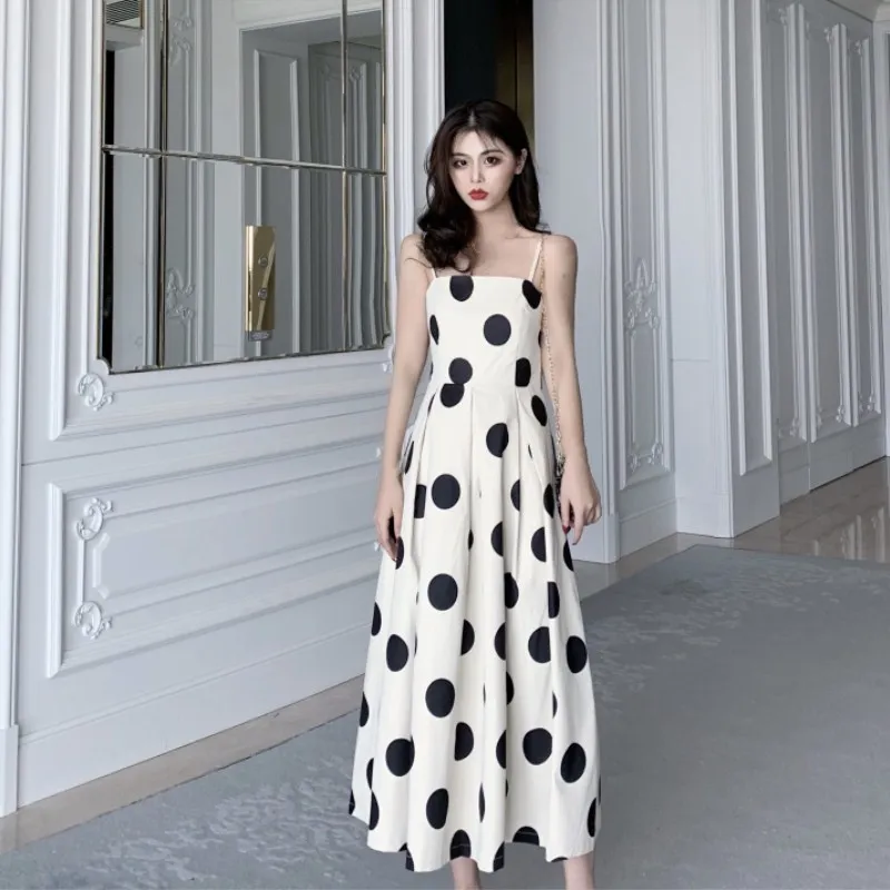2019 Women Summer Korean Style Polka Dot Dress Ladies Sexy Sleeveless ...