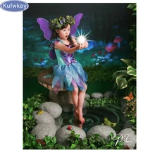 Фото на заказ, DIY, полный, 5d, алмазная вышивка, бриллиант картина мультфильм Ангел, фея, вышивка крестом, 3D, Алмазная мозаика, украшение стены