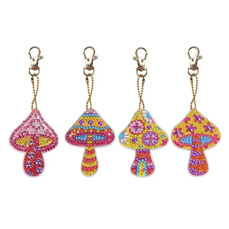

4pcs/set DIY Keychain Diamond Painting Special-shaped Mushroom Women Girl Bag Key Chain Jewelry Handmake Gifts