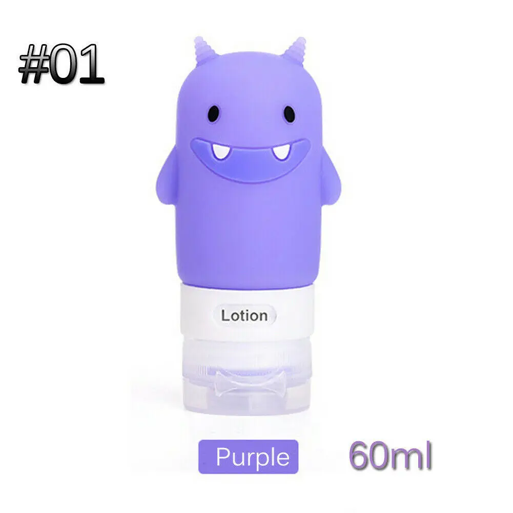 Новые горячие милые Мультяшные бутылки монстра 90 мл портативные силиконовые сжимаемые бутылка-контейнер для косметики путешествия пустая для шампуня горшок - Цвет: monster Purple 60ml
