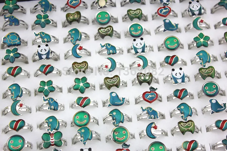 

Wholesale Lots 50PCS Mixed Styles Amazing Color Changing Temperature Mood Rings Adjustable (Fits Adults & Children) MR74-50