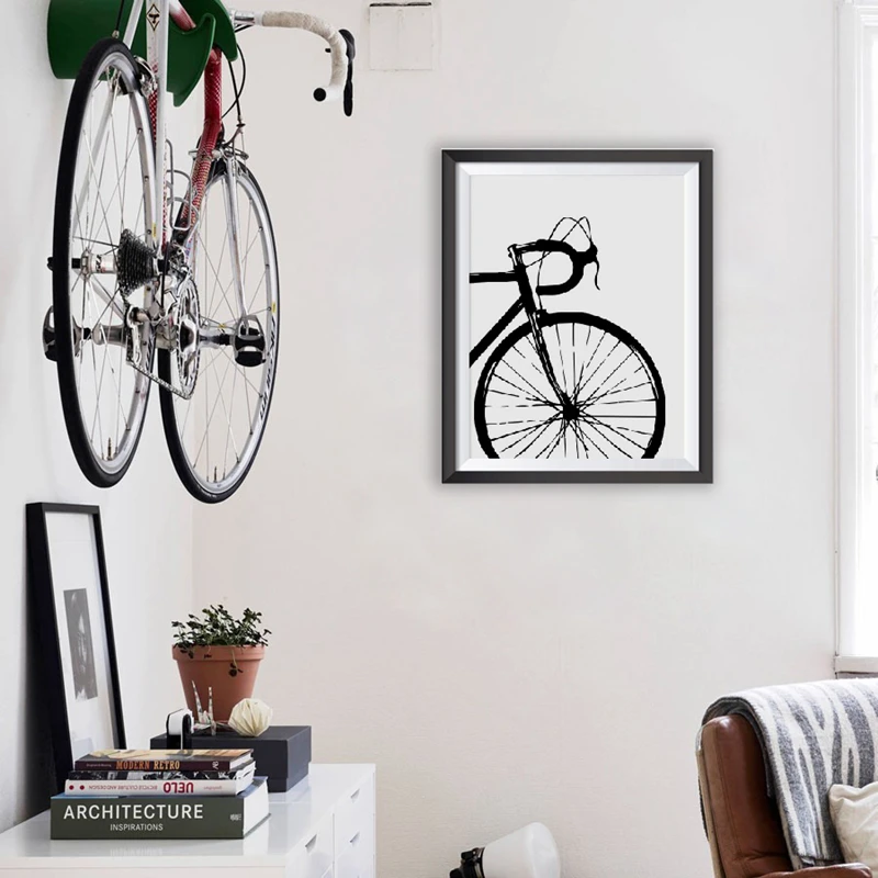 Cuadro en lienzo de Arte de bicicleta negra para ciclismo pintura de pared de motivaci n