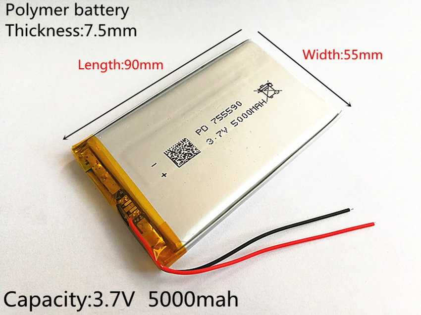 1pcs 3.7V 5000mAh Lithium Polymer LiPo Rechargeable Battery cells For Power  bank PSP mobile phone PAD protable tablet PC 755590|3.7v 5000mah|lithium  polymer cellbattery polymer battery - AliExpress