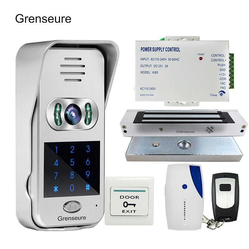

Free Shipping Code Keypad Wireless Wifi 720P Waterproof Video Intercom for Android IOS 180kg Electric Magnetic lock Indoor Bell