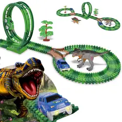 Динозавр Юрского периода трек автомобиль игрушка дорожка для горки аксессуары светится в темноте волшебный трек обучающая игрушка для