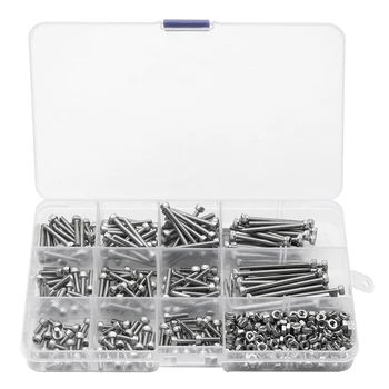 

ZENHOSIT 440Pcs/lot M3 Stainless Steel Cylinder Hex Socket Pan Head Screw Hexagon Bolt Kit With Wrench
