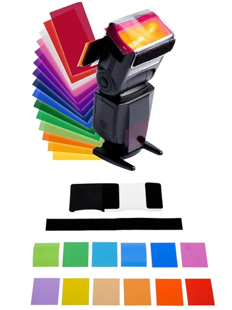 5 компл. 12 шт./компл. цветная карта для Вспышка Strobist гелевый фильтр цветовой баланс с резиновой лентой, светильник диффузор