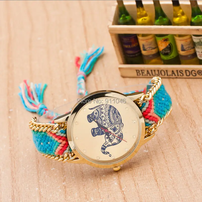 Горячая Распродажа 1000 шт./лот плетеные радужные цветные женские браслеты часы женские часы подарочные часы оптом