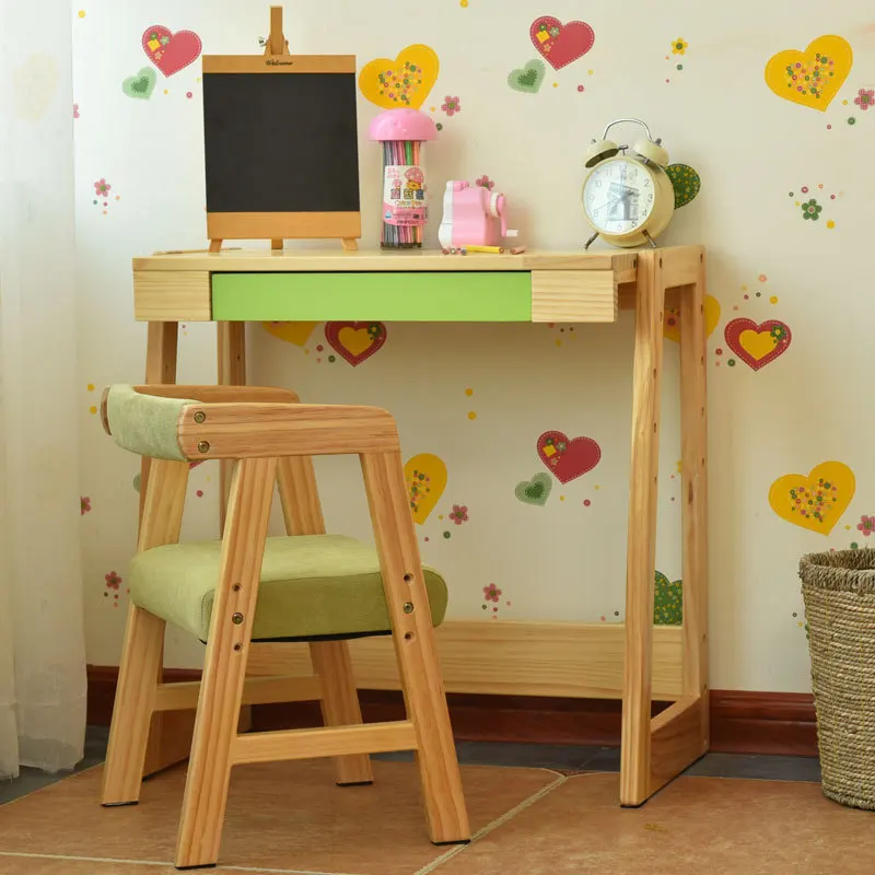 High quality student desk chair set the height adjustable children learning table solid wood furniture set multicolor optional High quality student desk chair set the height adjustable children learning table solid wood furniture set multicolor optional