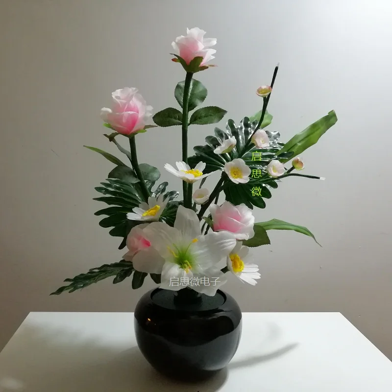 Flash Optical Fiber Multicolor Rose lily with Fiber Optic Wire Spun Silk Plastic Novelty artistic home party Shop Decoration