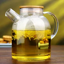 Горячие Новинка термостойкие Стекло Цветочный чай горшок с деревянной крышкой Китайский кунг-фу воды Чай Пот Ясно Творческий чайник для заварки