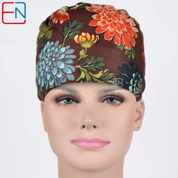

Hennar Surgical Scrub Caps Adjustable Floral Printed Medical Caps Hospital Scrub Lab Clinic Dental Operation Hat Doctor Nurse
