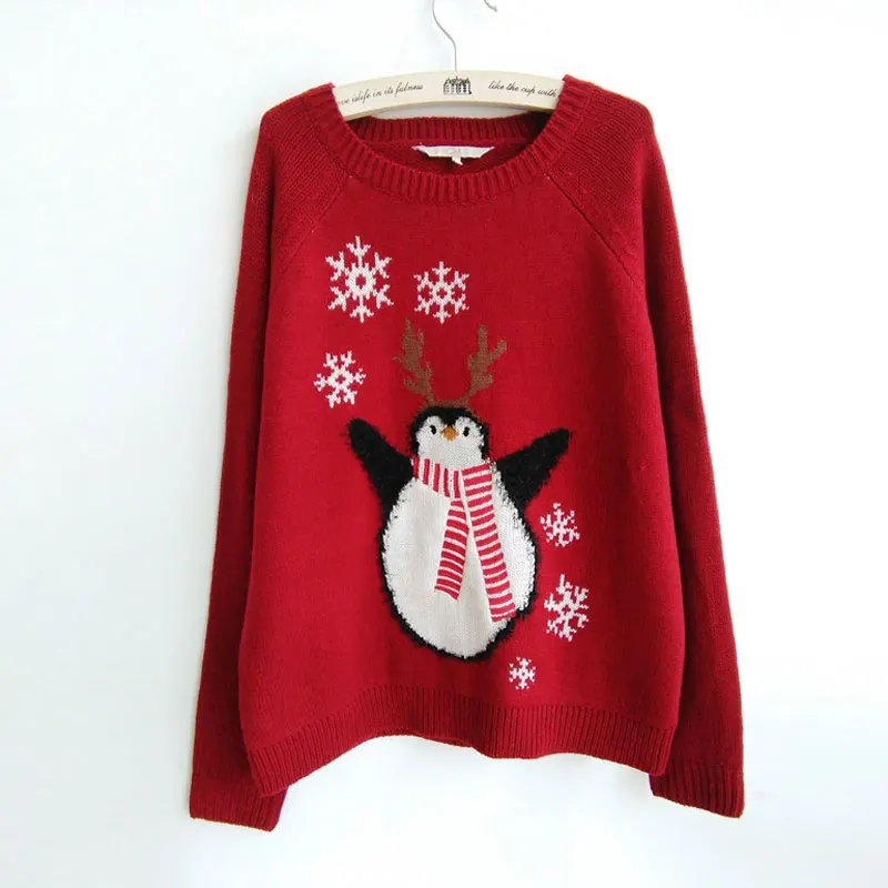 2016 Cute Women's Ugly Christmas Snowflakes red Sweaters