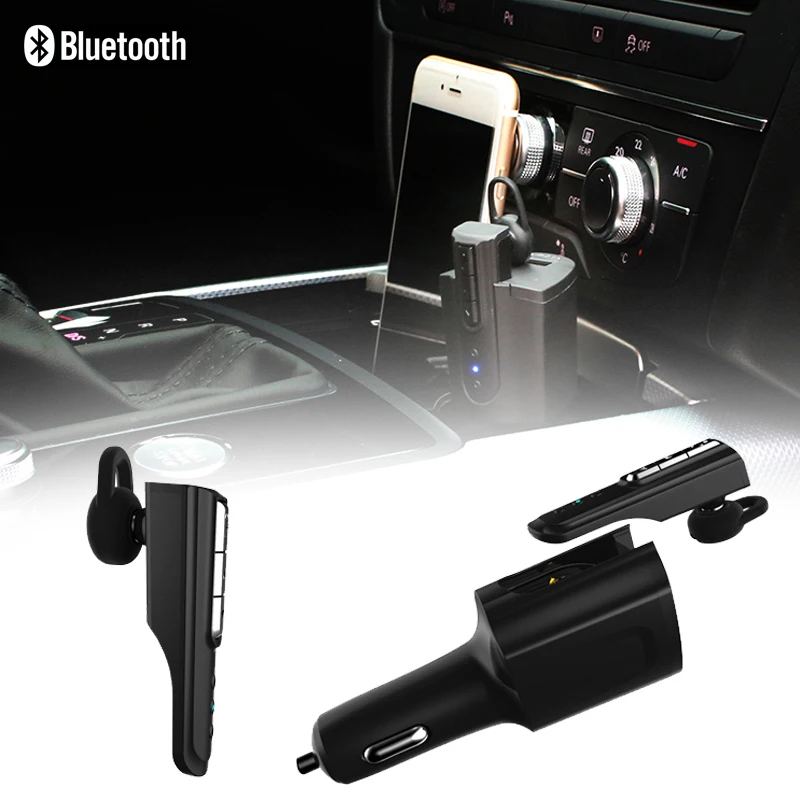 

Portable 2 in 1 Bluetooth earphone with Car Charger adapter In-ear Wireless Earphone Handsfree for Mobile phone Tablet PC