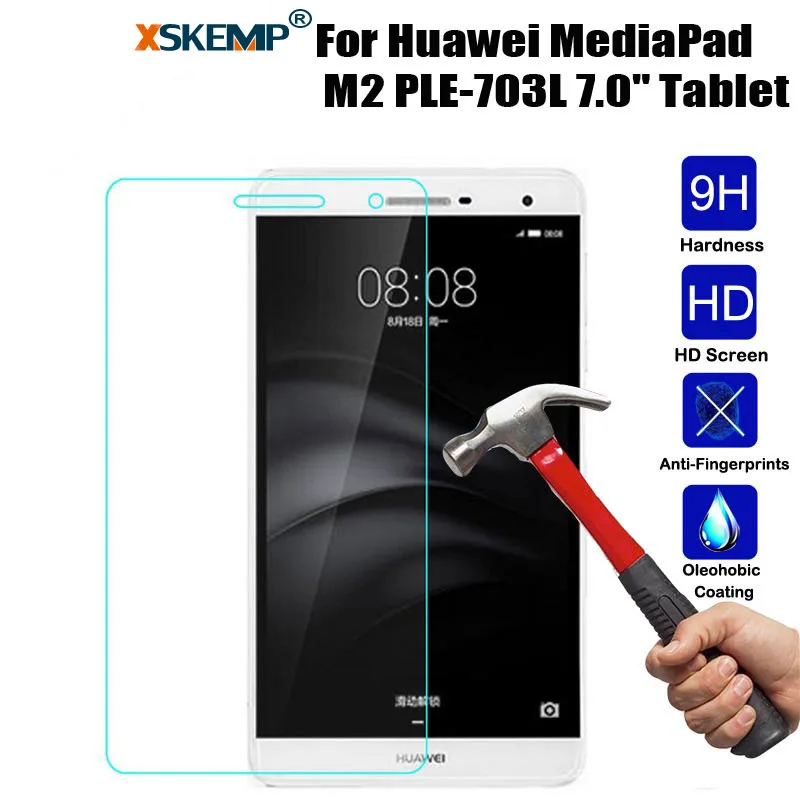 Xskemp уровень твердости 9H Настоящее закаленное Стекло для Huawei MediaPad m2 ple-703l 7," ясно Tablet Защитное стекло для защиты экрана