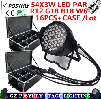 

16pcs / 54X3W led Par Light +case flight , RGBW LED PAR air box DMX512 control disco lightsprofessional DJ equipment