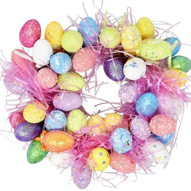 6pcs/lot Glitter Foam Easter Eggs Easter Decoration Hanging Crafts Foam
