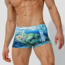 Плавание одежда Для мужчин мифологических печати Плавание короткие гей Для мужчин Плавание трусы Плавание одежда костюм пляж Краткая sexy Штаны