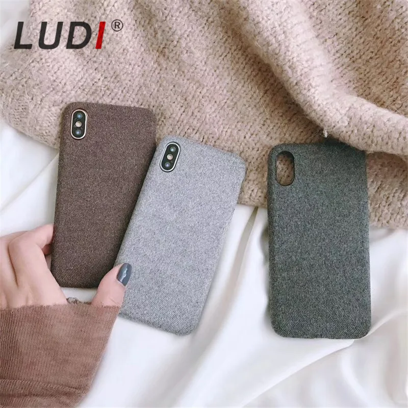

LUDI Vintage Cotton Linen Cloth Phone Case For iPhone XS 8 7 7plus 8plus Soft leather For iphone X/XR/XSMAX case 6 6s back cover