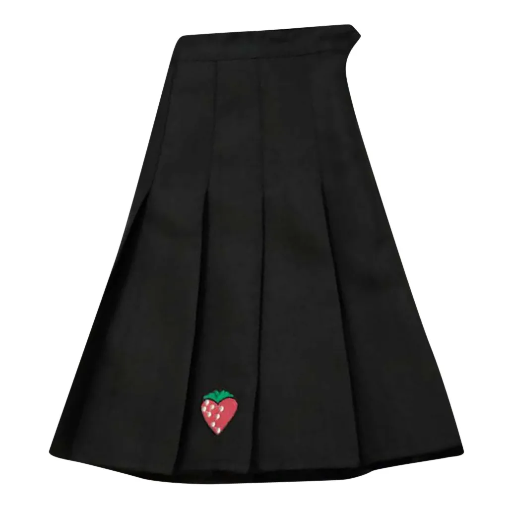 Black JAYCOSIN Женская юбка мода г. Повседневное дикий клубника одноцветное цвет мини-юбка плиссе 5,7 - Цвет: Black