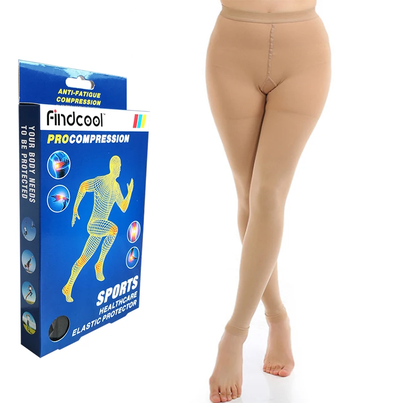 

FINDCOOL Compression Golf Pants 34-46mmHg Medical Compression Sport Pantyhose Closed Toe Stockings for Varicose Veins
