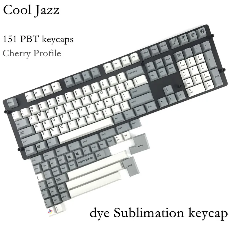 Cool Jazz pbt Cherry mx механическая клавиатура, колпачки для ключей, 151 клавишный краситель, профиль вишни, 1,75 клавиши переключения iso для Corsair STRAFE K65