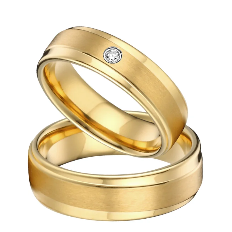 

vintage alliances female Promise love wedding Rings set for women Gold Color male Titanium fashion Jewelry Couple Ring men