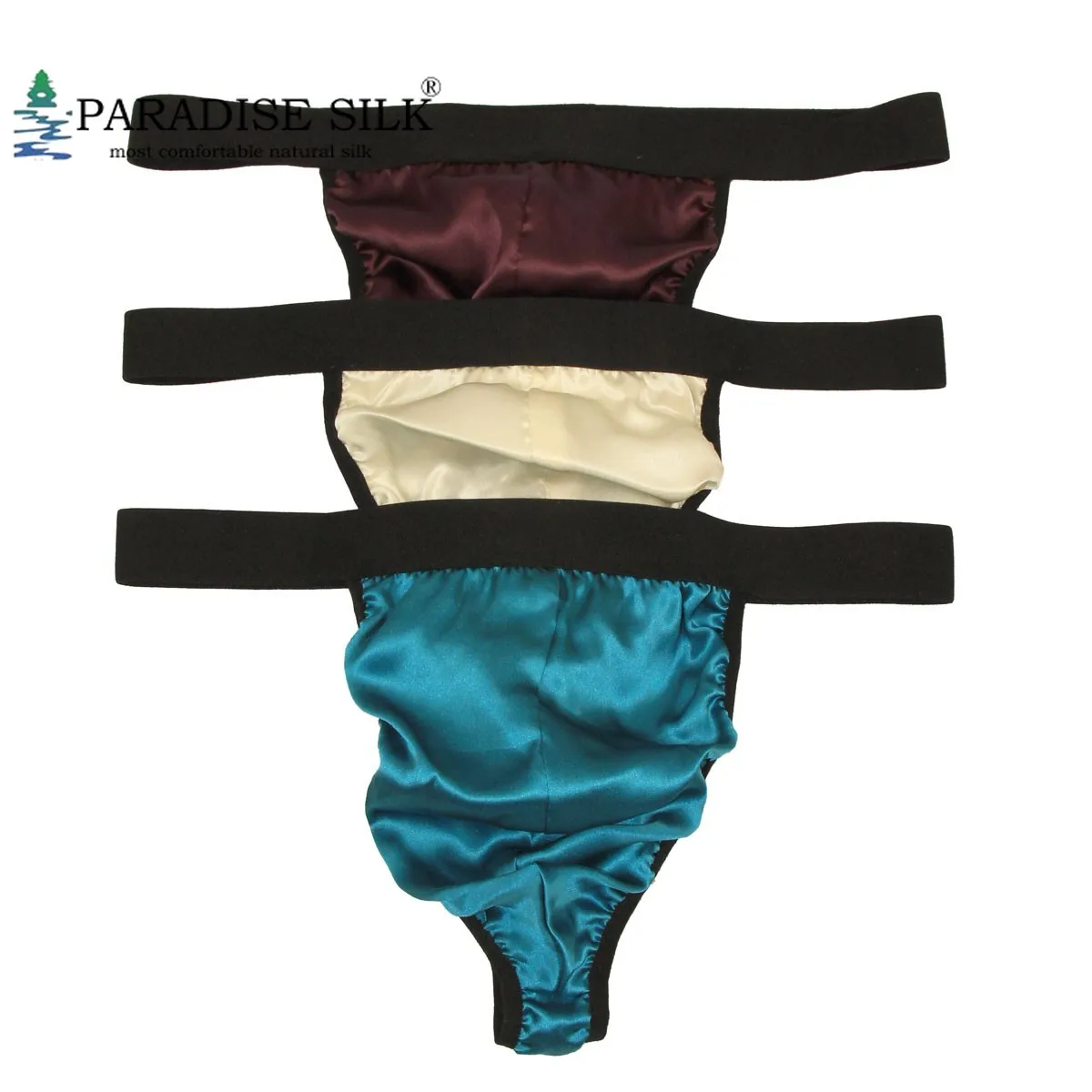 

Special Offer Men's Thong 3 Pair 100% Silk Sexy Underwear G-Strings Wide Elastic Waistband Briefs Size S M L XL XXL
