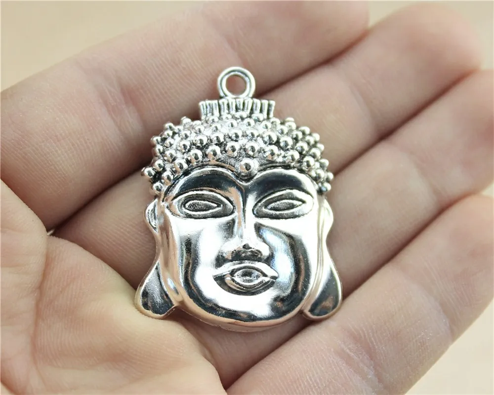 WYSIWYG 3pcs 41x31mm Buddha Head Charm Buddhist Pendants Buddha Pendant