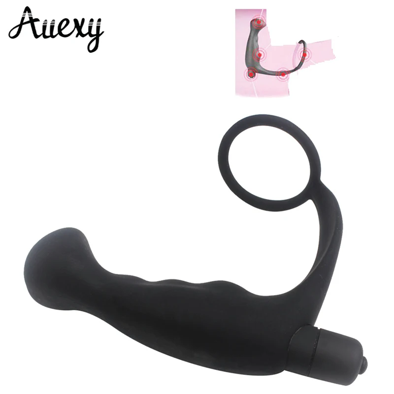AUEXY Men sexy toys Silicone Male Prostate Massager Cock Anal Vibrator Butt Plug for Adult Erotic Sex Toys Ring | Красота и здоровье