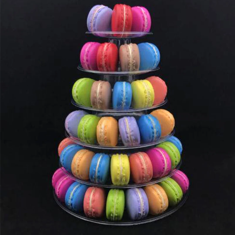 

Hot 6 Tiers Round Tower Cake Stand Macaron Display Rack for Wedding Birthday Party Supplies PLD