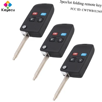 

KEYECU 3PCS/Lot Replacement Modified Folding Remote Key - 4 Btns & 315MHz/ 433MHz - Fob for Ford Lincoln Mercury P/N: CWTWB1U345