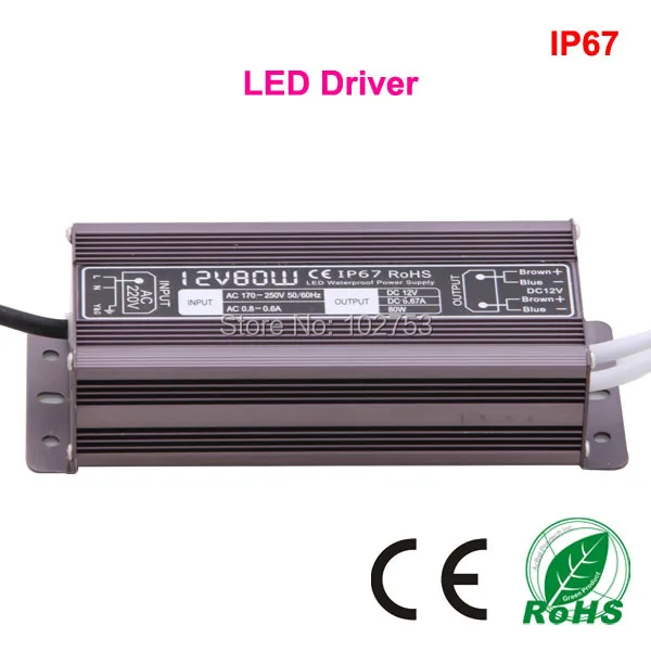 10 шт. IP67 80 Вт 12 В LED Driver ce и rohs Сертифицированный 12 вольт ac адаптер для LED 5050 полосы света