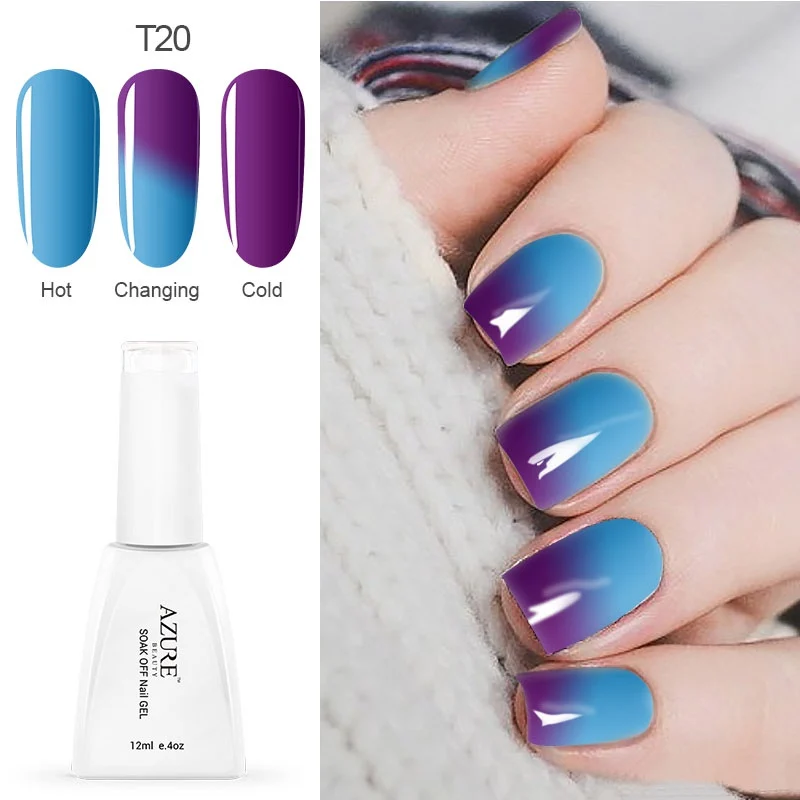 Лазурный Гель-лак для ногтей с эффектом Хамелеона, 12 мл, термо-гель для ногтей, меняющий цвет - Цвет: T20