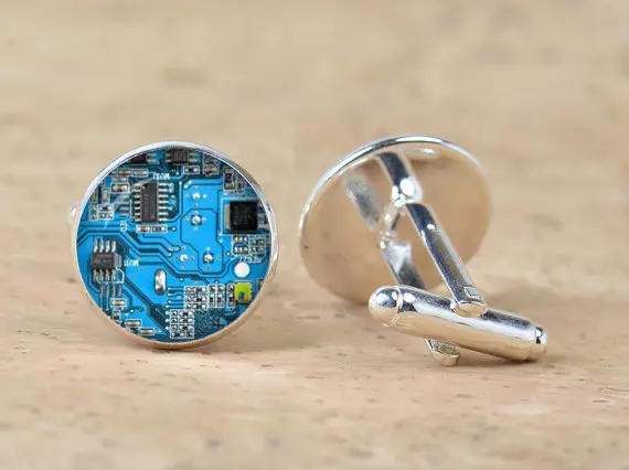 

1 Pair Red blue Computer Circuit Board picture Cufflinks Computer Geek Cufflinks Nerd Accessories Geek Gift Unisex Sleeve button