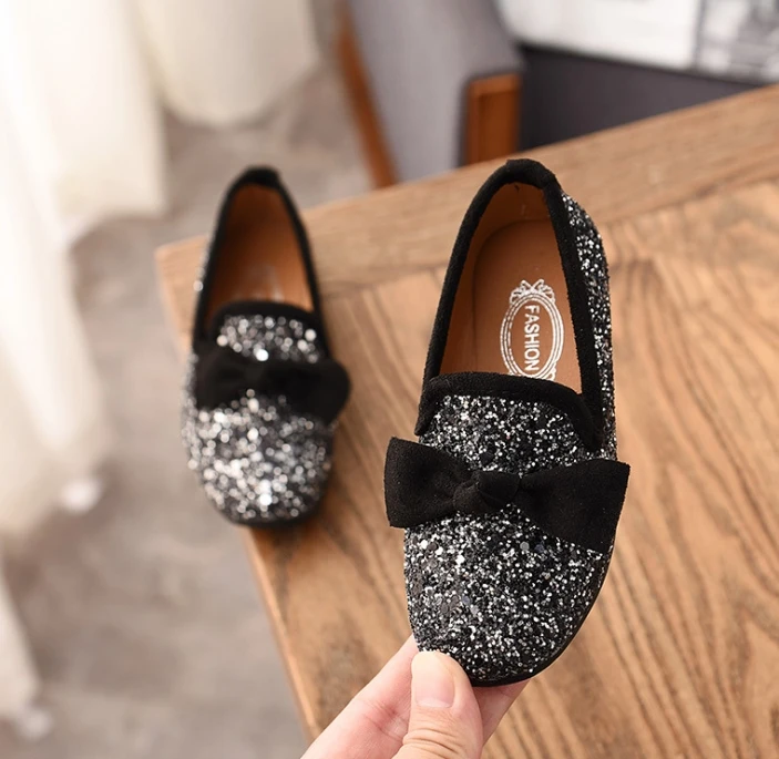 princess shoes spring and autumnfashion new Korean children's peas shoes girls single shoes diamond Girls leather shoes