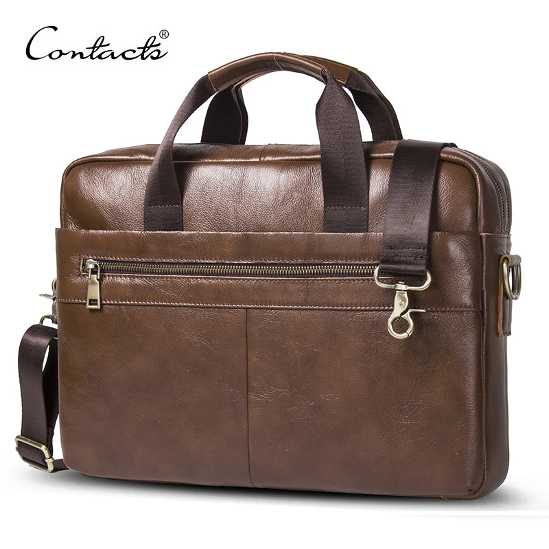 Genuíno dos Homens Bolsa de Negócios Bolsas de Ombro Maleta para 14 Contact’s Novo Couro Portátil Masculino Bolsa Mensageiro Hombre 100%