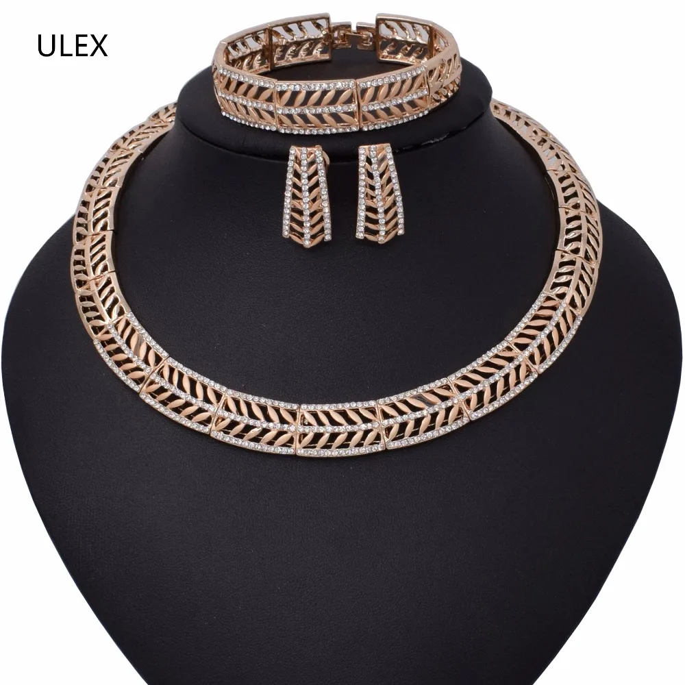 

ULEX Fashion African Beads Jewelry Set Brand nigerian bridal bead crystal jewelry set women Wedding Jewelry Set customer design