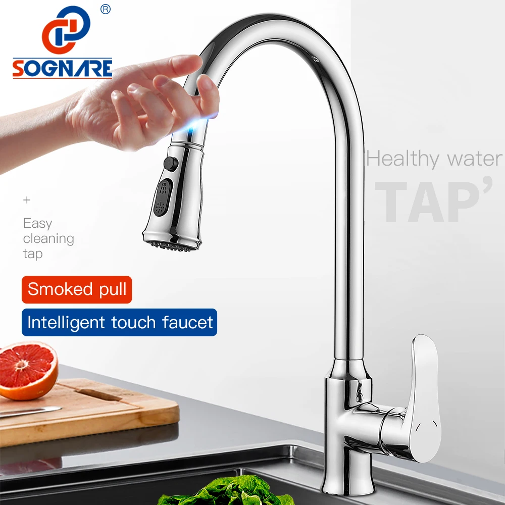 SOGNARE Touch Kitchen Faucet Lead-Free Brass Pull Out Touch Sensor Tap Touch Control Sensitive Faucet Mixer Tap Sensor torneira