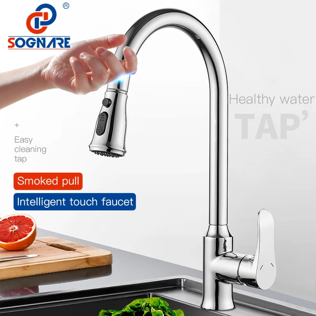 Best Offers SOGNARE Touch Kitchen Faucet Lead-Free Brass Pull Out Touch Sensor Tap Touch Control Sensitive Faucet Mixer Tap Sensor torneira 