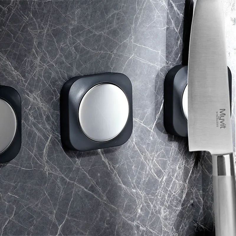 

Magnetic Knife Holder Ring Design Wall or Fridge Mount 304 Stainless Steel Storage Holder For Metal Kitchen Knife Self Adhesive