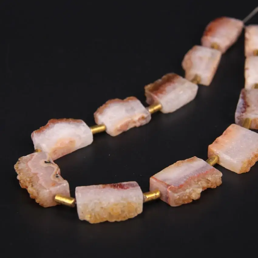 

15.5"/strand Natural Citrines Quartz Druzy Freeform Slab Nugget Beads,Roug Yellow Crystal Drusy Geode Slice Pendant DIY Jeweller