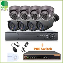 CCTV 8ch POE безопасности Системы/комплект с 8ch 1080 P NVR, 8 шт. 720 P POE камер и 8ch PoE коммутатор. 330ft POE редуктором