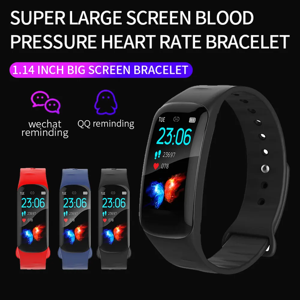 

KISSCASE Smart Band Heart Rate Blood Pressure Monitor High Brightness Colorful Screen Smart Bracelet Wristband Notification