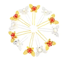 6 шт./лот, женские палочки для волос, свадебные, для невесты, для невесты, со стразами, заколки для волос с кристаллами, заколки с бабочкой, u-образный дизайн, гребень