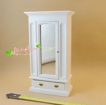 MINI Doll house Mini furniture bedroom Chinese retro mirror cabinet wardrobe oak
