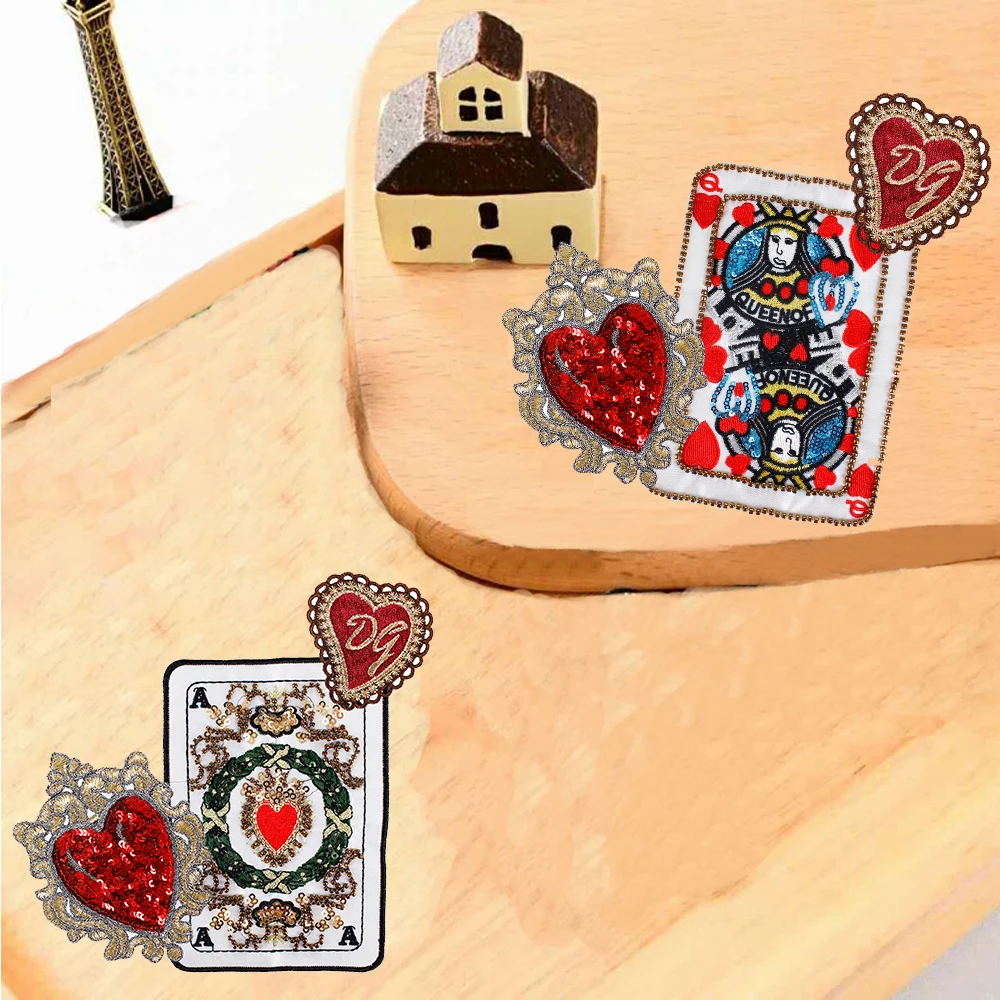 1set3pc rectangular badge embroidery sequin poker cards beaded playing 1set3pc rectangular badge embroidery sequin poker cards beaded playing