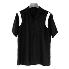 XS-5XL Новинка года Для мужчин одежда GD стилист Подиум мода с коротким рукавом черный белый Сплит Совместное рубашка большие размеры костюмы